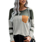 Khaki Pinstripe Patch Pocket Top