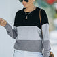 Colorblock Orange Contrast Stitching Sweatshirt with Slits