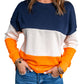 Colorblock Orange Contrast Stitching Sweatshirt with Slits