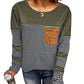 Khaki Pinstripe Patch Pocket Top