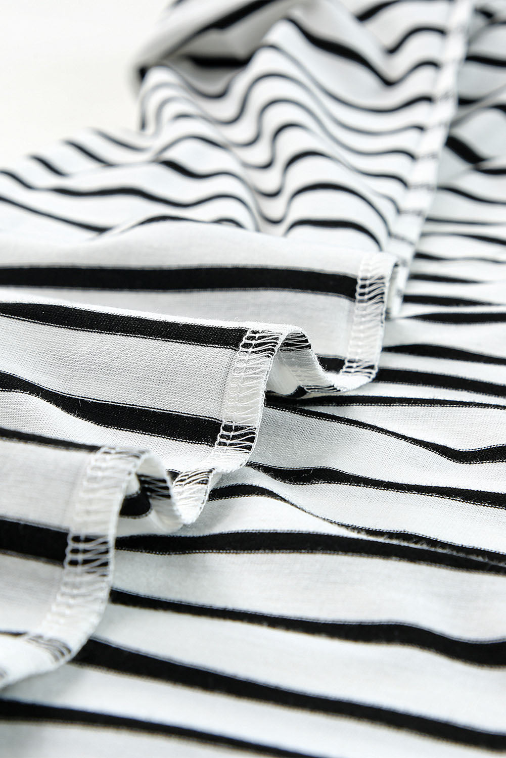 Striped Print Side Split Short Sleeve V Neck Maxi Dress