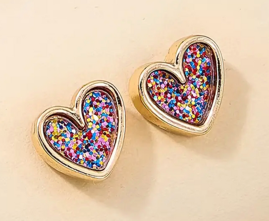 Glitter Heart Studs