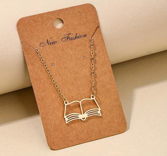 Open Book Necklace - Gold