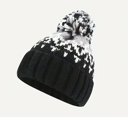 Knitted Hat - Black & Grey