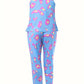 Women's Plus Leopard Allover Print Tank & Pants Loungewear 2 Piece Set