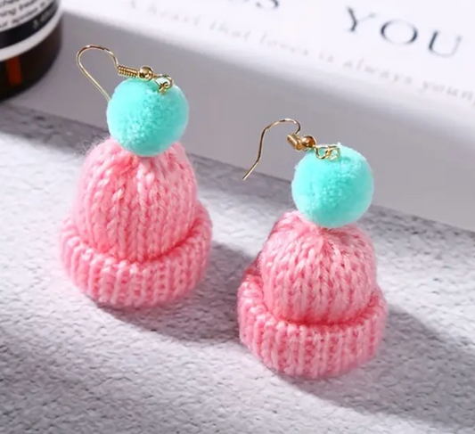 Grey Beanie Earrings