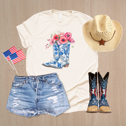Poppy Blue Boots Graphic Tee